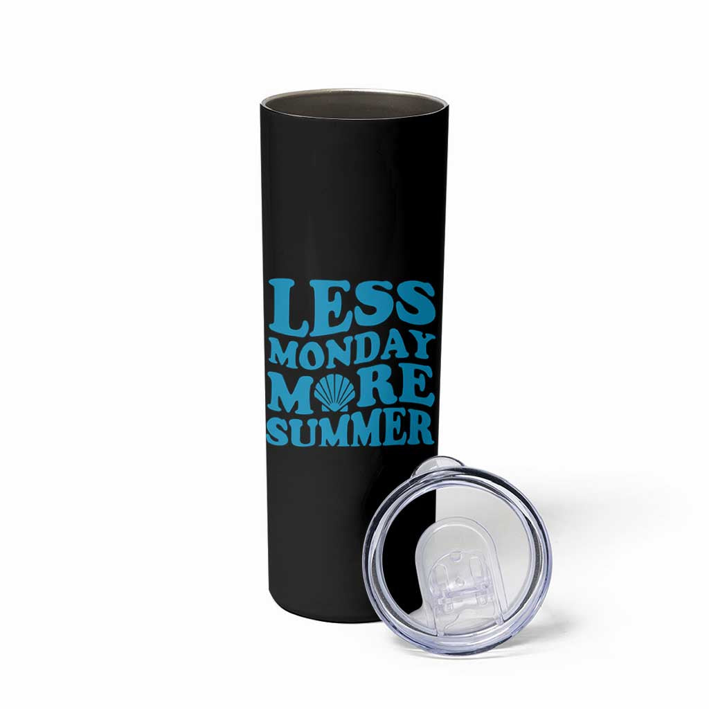 Less Monday More Summer Skinny Tumbler Retro Beach Seashell Graphic