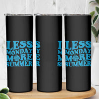 Less Monday More Summer Skinny Tumbler Retro Beach Seashell Graphic