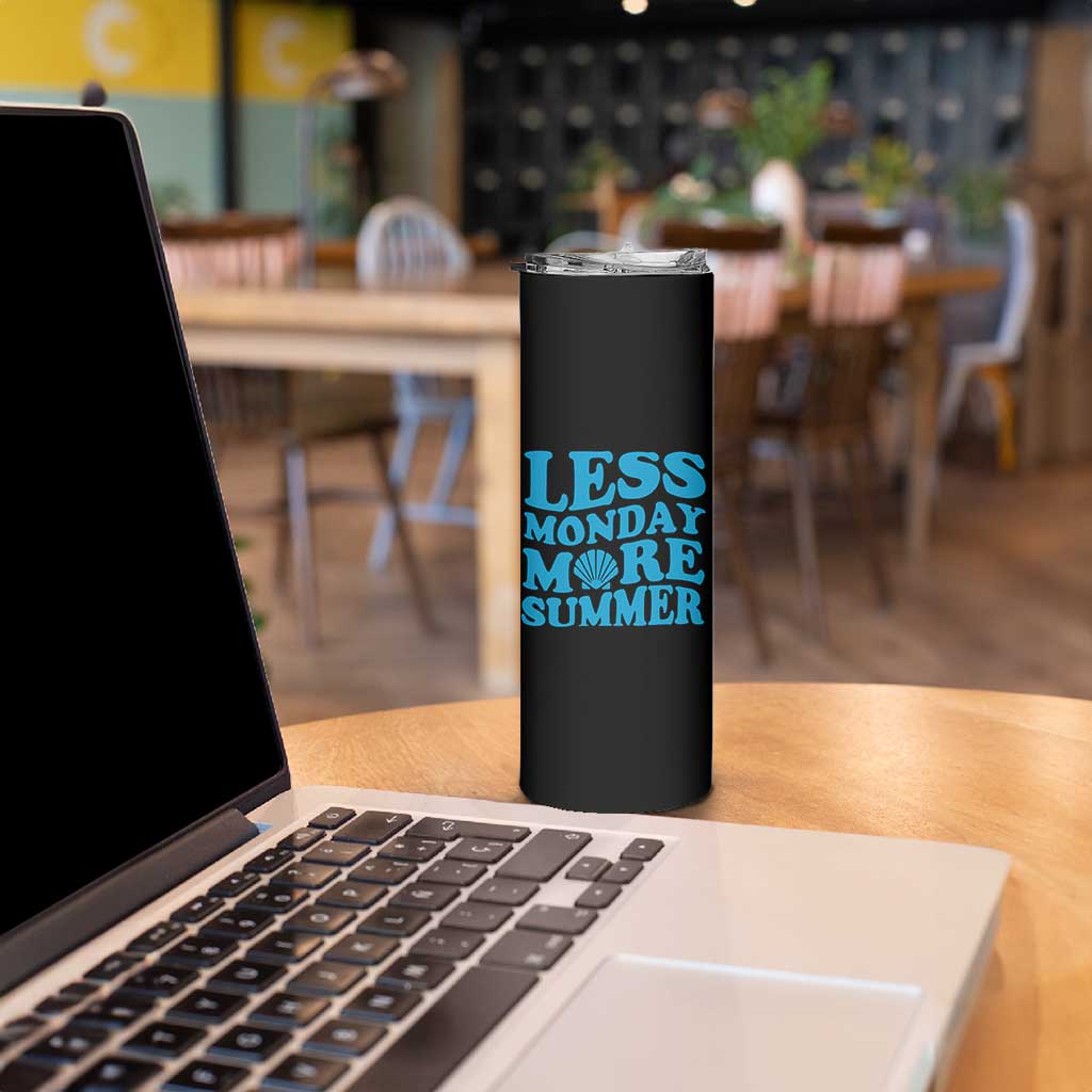 Less Monday More Summer Skinny Tumbler Retro Beach Seashell Graphic