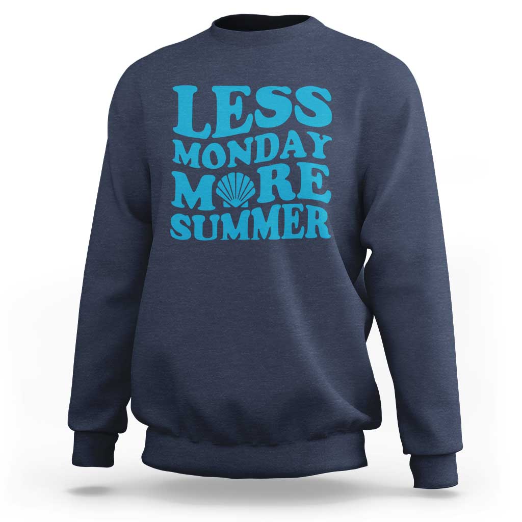Less Monday More Summer Sweatshirt Retro Beach Seashell Graphic