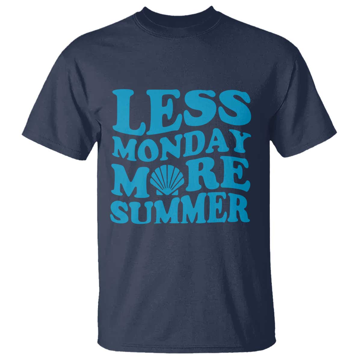 Less Monday More Summer T Shirt Retro Beach Seashell Graphic