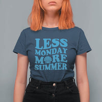 Less Monday More Summer T Shirt For Women Retro Beach Seashell Graphic