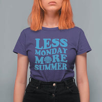 Less Monday More Summer T Shirt For Women Retro Beach Seashell Graphic