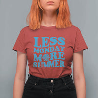 Less Monday More Summer T Shirt For Women Retro Beach Seashell Graphic