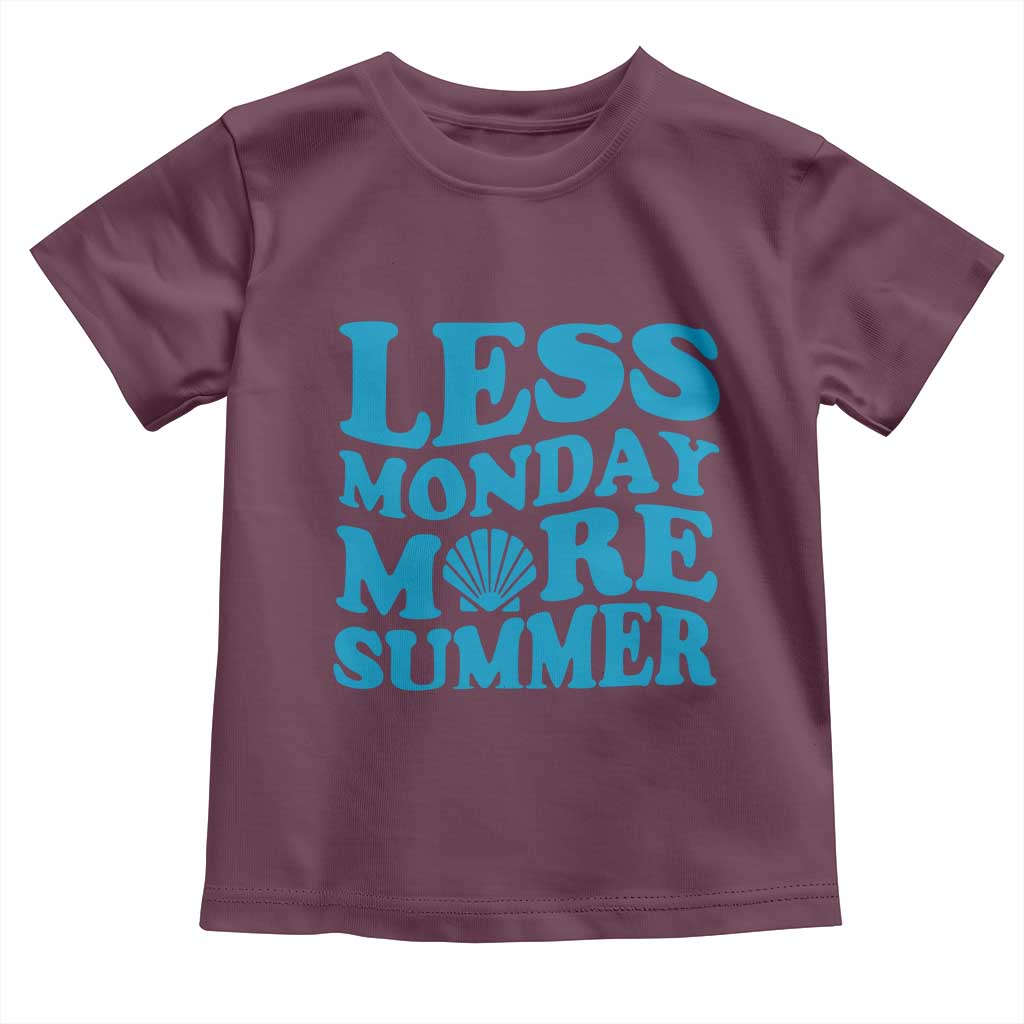 Less Monday More Summer Toddler T Shirt Retro Beach Seashell Graphic