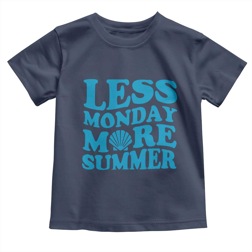 Less Monday More Summer Toddler T Shirt Retro Beach Seashell Graphic