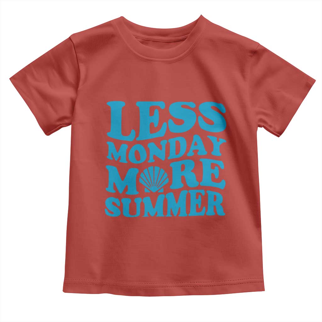 Less Monday More Summer Toddler T Shirt Retro Beach Seashell Graphic