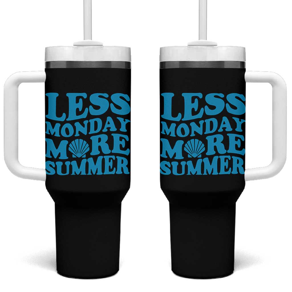Less Monday More Summer Tumbler With Handle Retro Beach Seashell Graphic