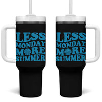 Less Monday More Summer Tumbler With Handle Retro Beach Seashell Graphic