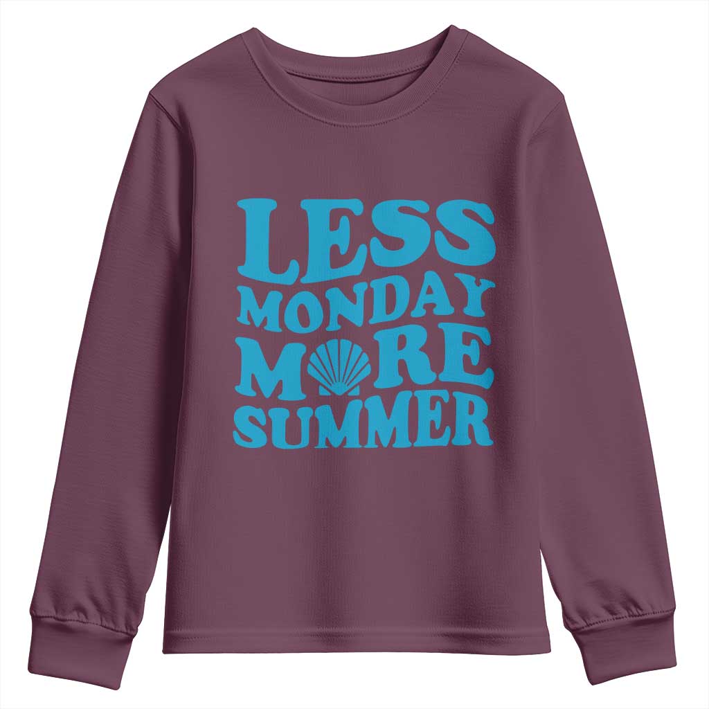 Less Monday More Summer Youth Sweatshirt Retro Beach Seashell Graphic