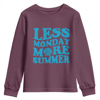 Less Monday More Summer Youth Sweatshirt Retro Beach Seashell Graphic