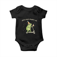 Off To Start Chapter 40 Baby Onesie Funny Frog Scooter 40th Birthday Gift