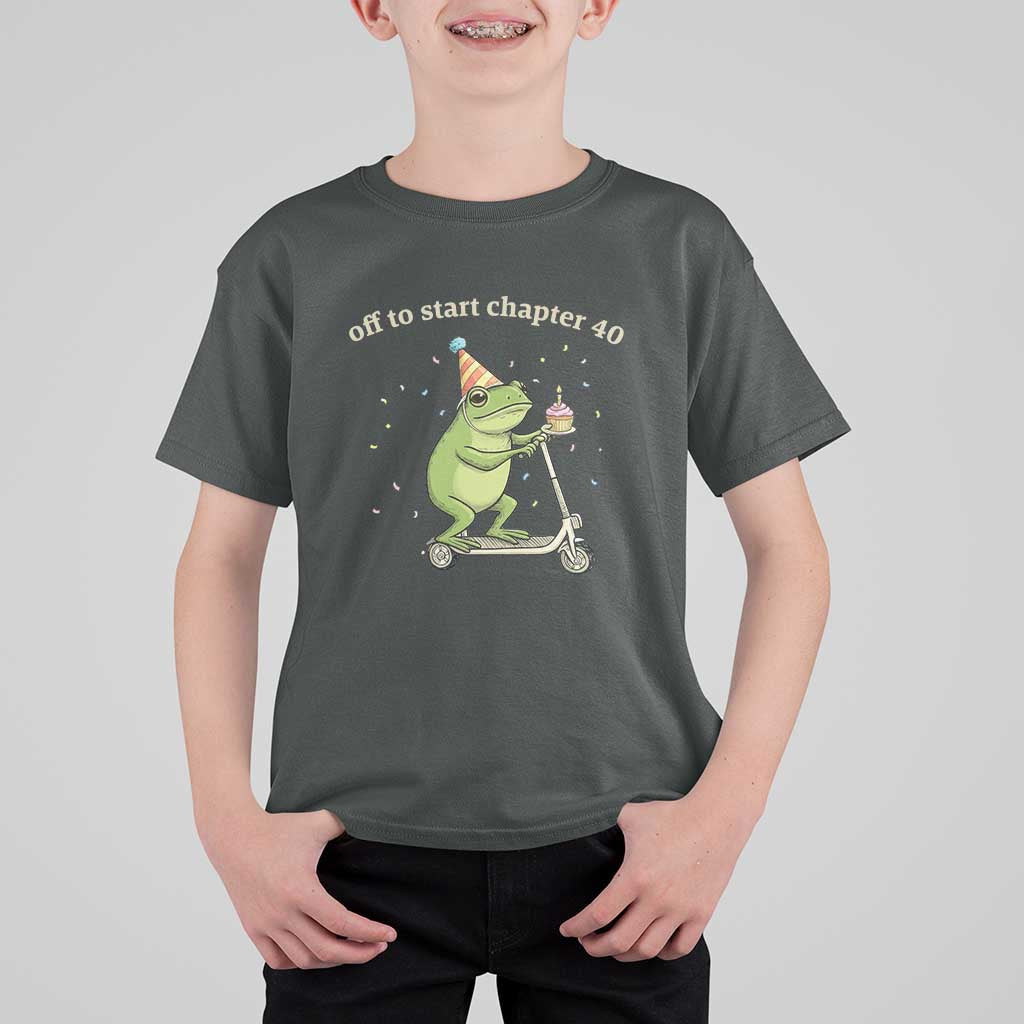 Off To Start Chapter 40 T Shirt For Kid Funny Frog Scooter 40th Birthday Gift