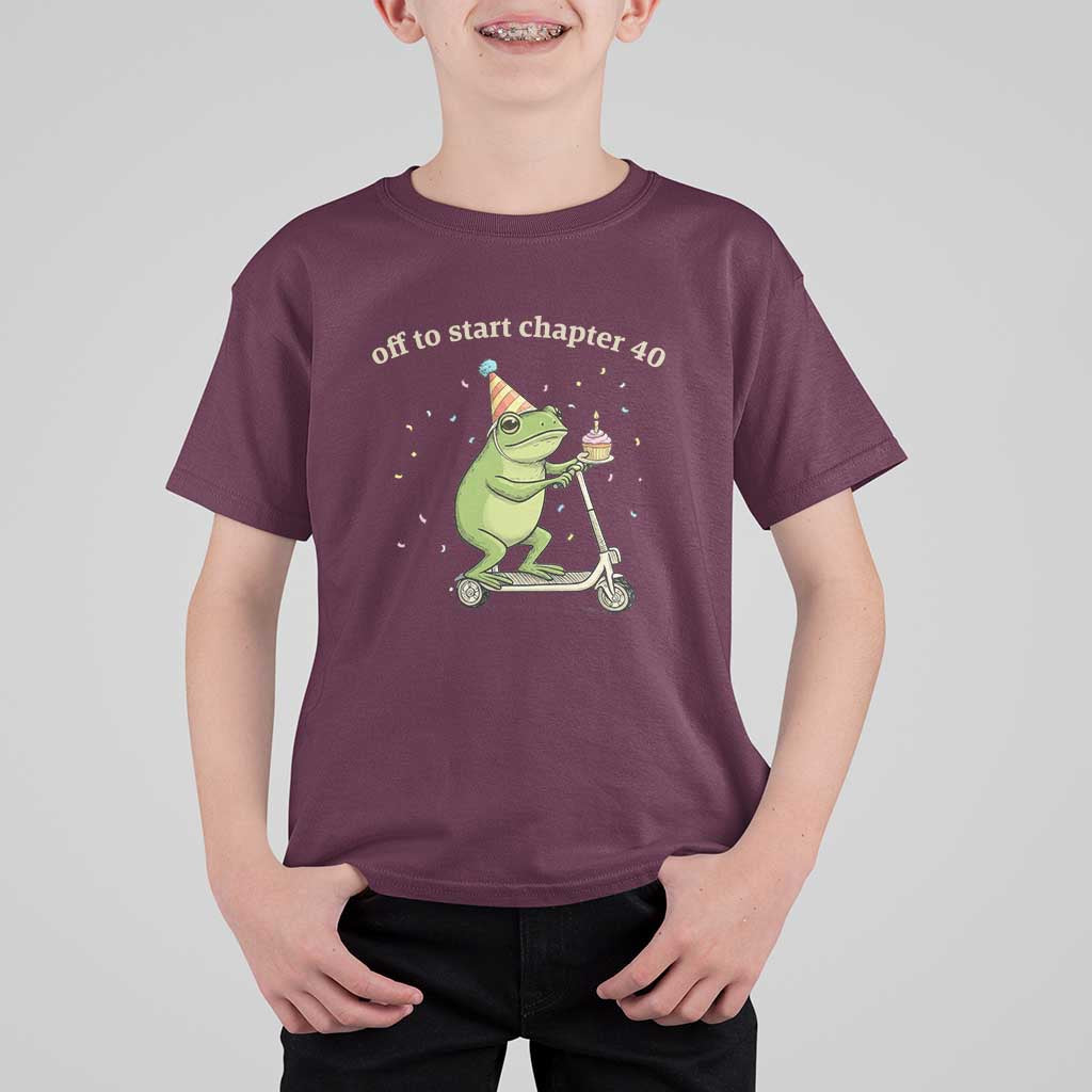 Off To Start Chapter 40 T Shirt For Kid Funny Frog Scooter 40th Birthday Gift