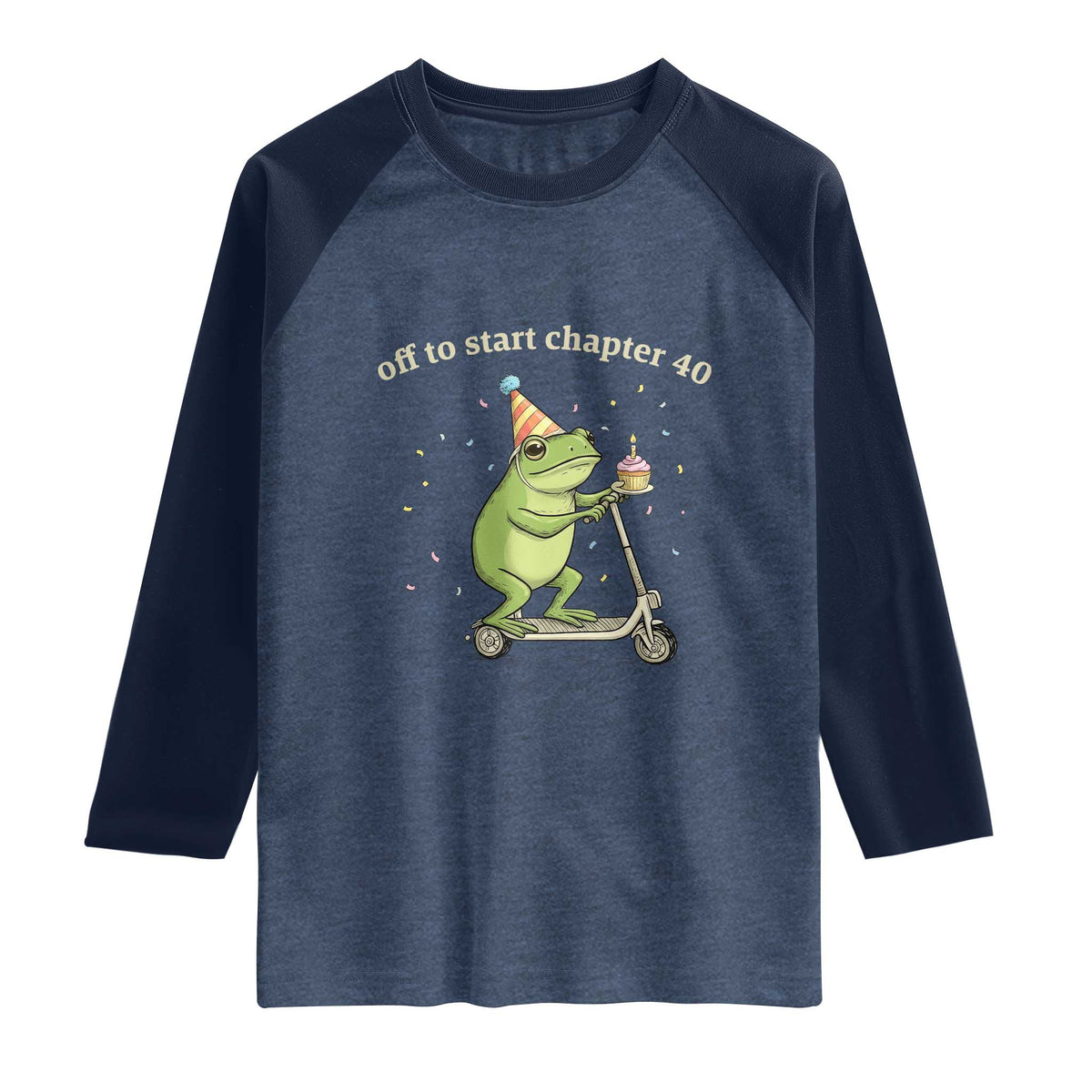Off To Start Chapter 40 Raglan Shirt Funny Frog Scooter 40th Birthday Gift