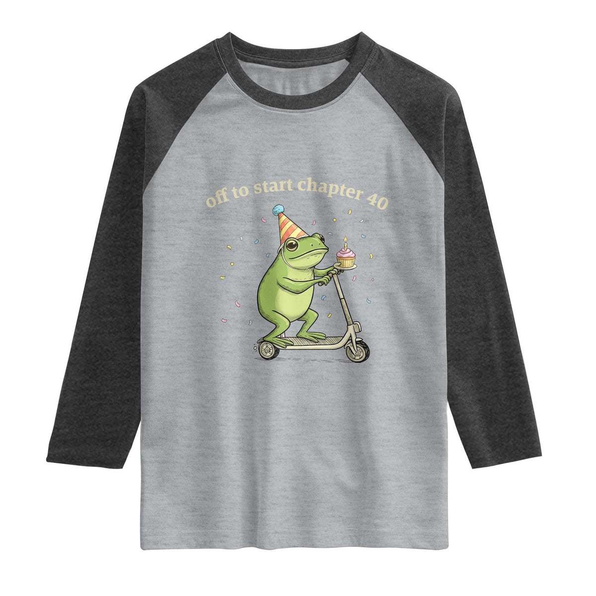 Off To Start Chapter 40 Raglan Shirt Funny Frog Scooter 40th Birthday Gift