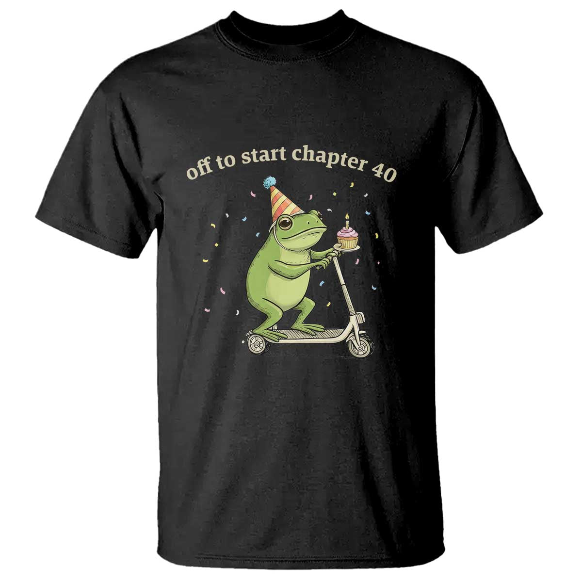Off To Start Chapter 40 T Shirt Funny Frog Scooter 40th Birthday Gift