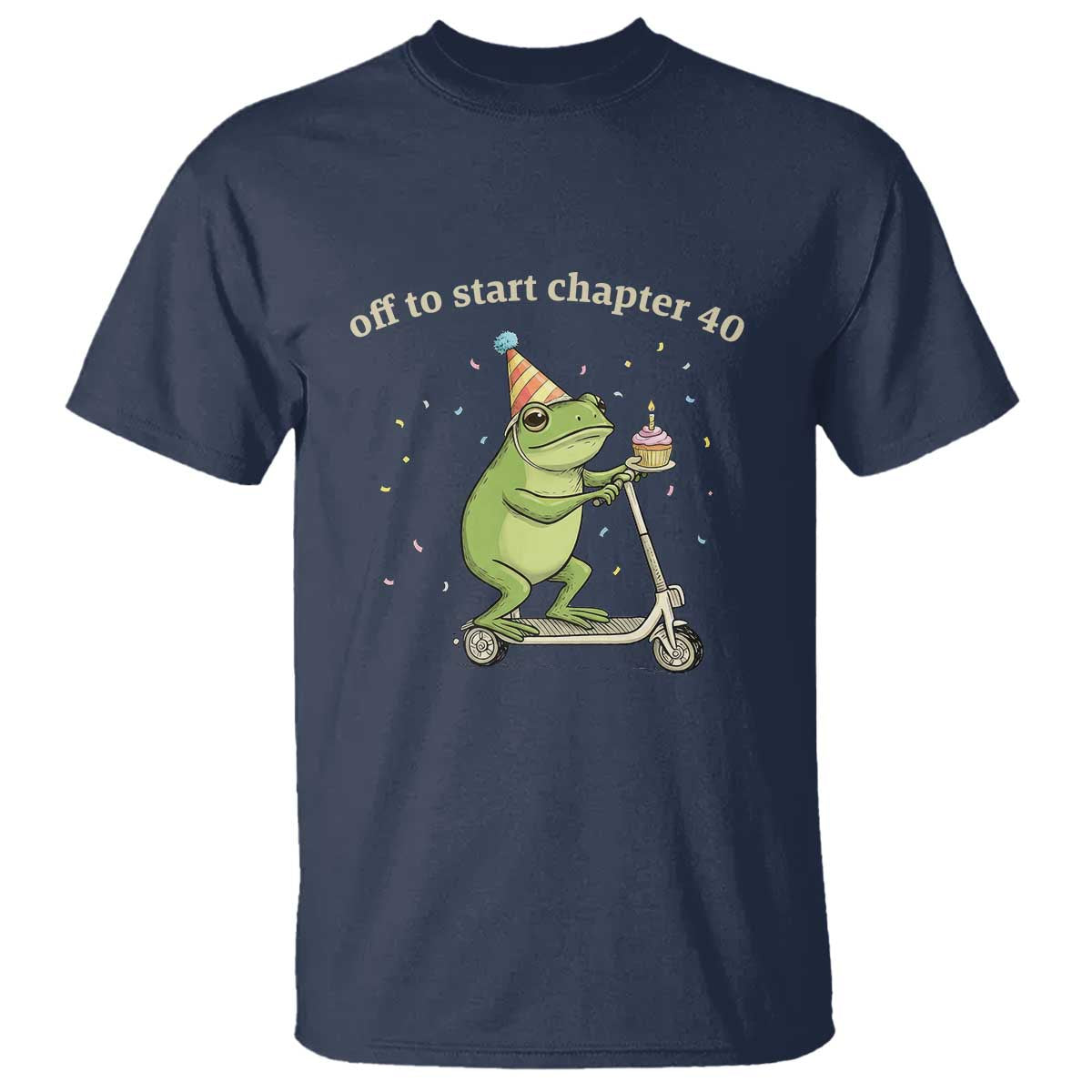 Off To Start Chapter 40 T Shirt Funny Frog Scooter 40th Birthday Gift