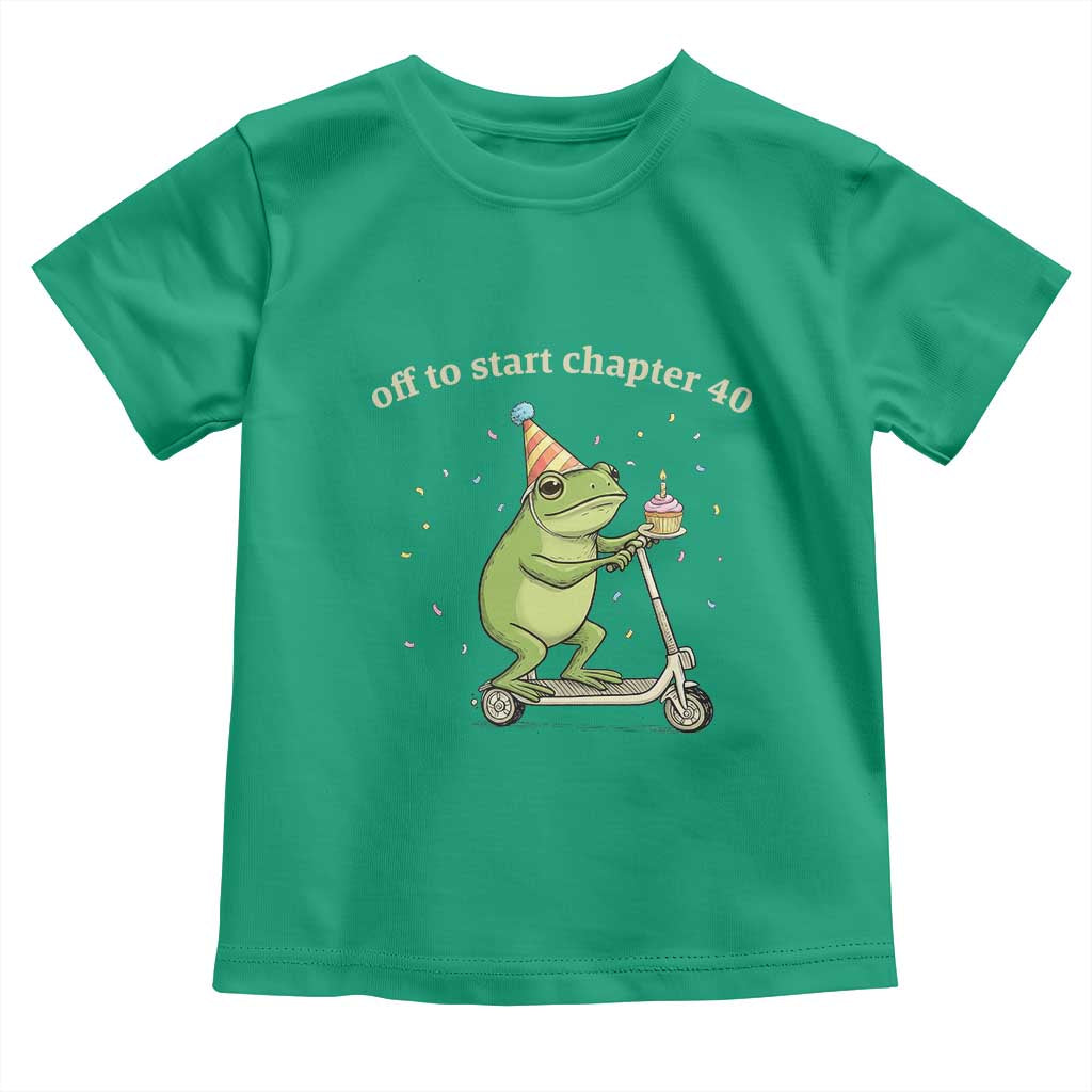 Off To Start Chapter 40 Toddler T Shirt Funny Frog Scooter 40th Birthday Gift