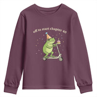 Off To Start Chapter 40 Youth Sweatshirt Funny Frog Scooter 40th Birthday Gift