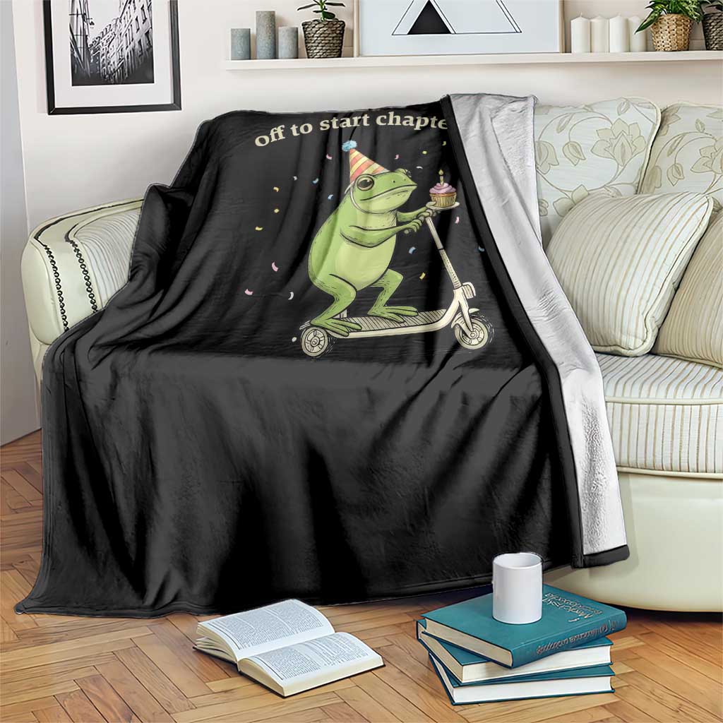 Off To Start Chapter 35 Throw Blanket Funny Frog Scooter 35th Birthday Gift