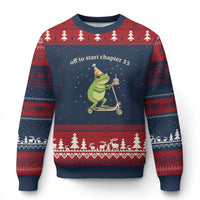 Off To Start Chapter 35 Ugly Christmas Sweater Funny Frog Scooter 35th Birthday Gift