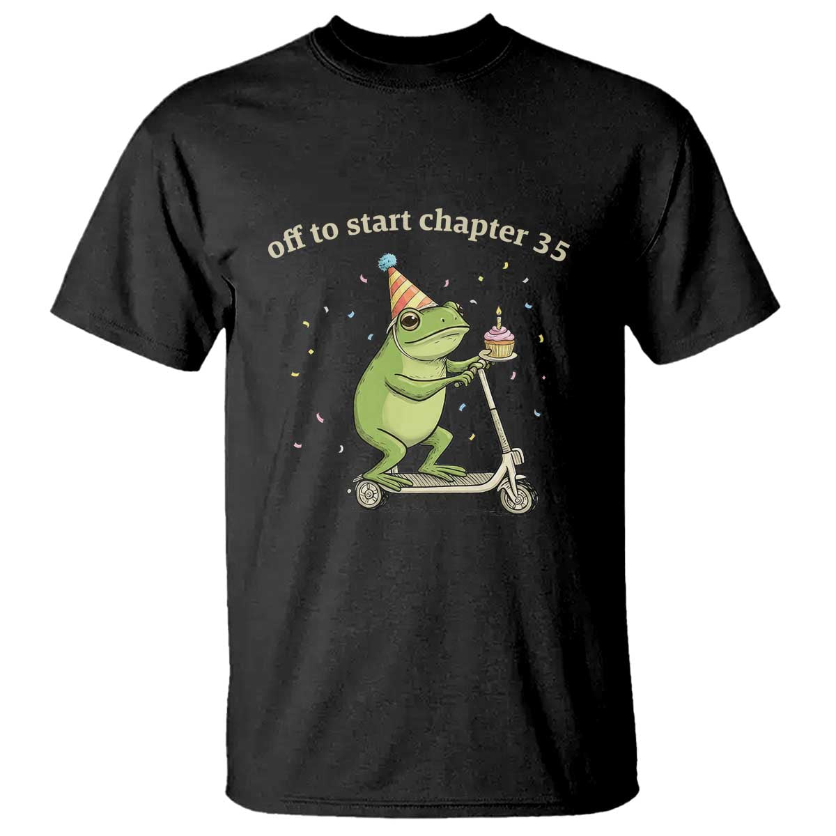 Off To Start Chapter 35 T Shirt Funny Frog Scooter 35th Birthday Gift