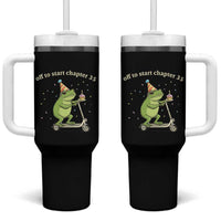 Off To Start Chapter 35 Tumbler With Handle Funny Frog Scooter 35th Birthday Gift
