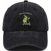 Off To Start Chapter 35 Washed Cotton Baseball Cap Funny Frog Scooter 35th Birthday Gift