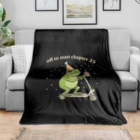 Off To Start Chapter 25 Throw Blanket Funny Frog Scooter 25th Birthday Gift