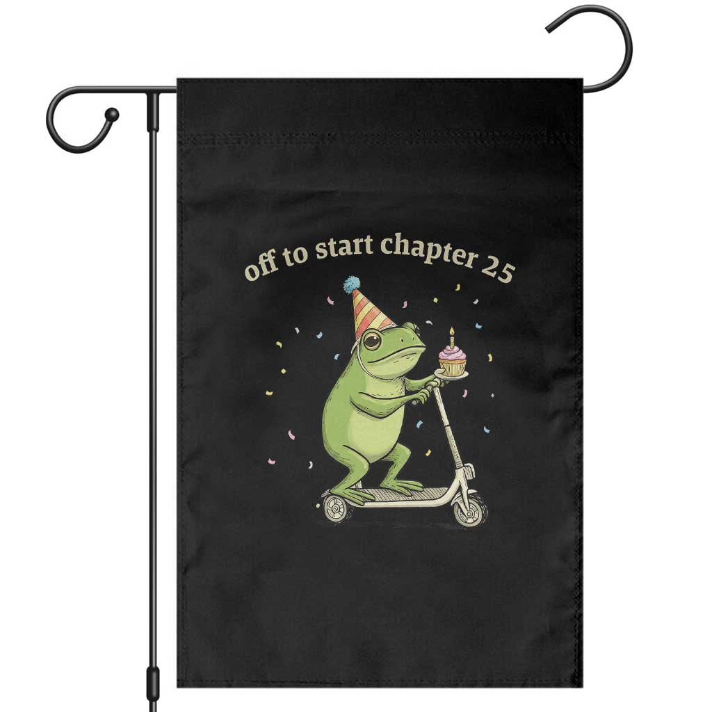 Off To Start Chapter 25 Garden Flag Funny Frog Scooter 25th Birthday Gift