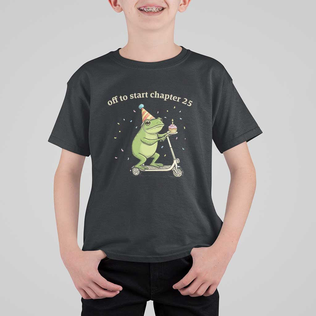 Off To Start Chapter 25 T Shirt For Kid Funny Frog Scooter 25th Birthday Gift