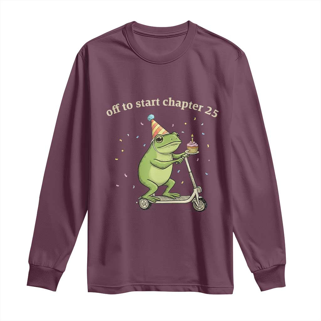 Off To Start Chapter 25 Long Sleeve Shirt Funny Frog Scooter 25th Birthday Gift