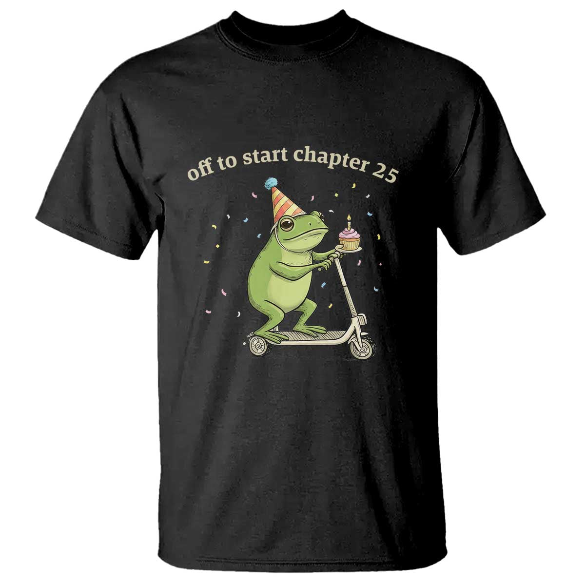 Off To Start Chapter 25 T Shirt Funny Frog Scooter 25th Birthday Gift