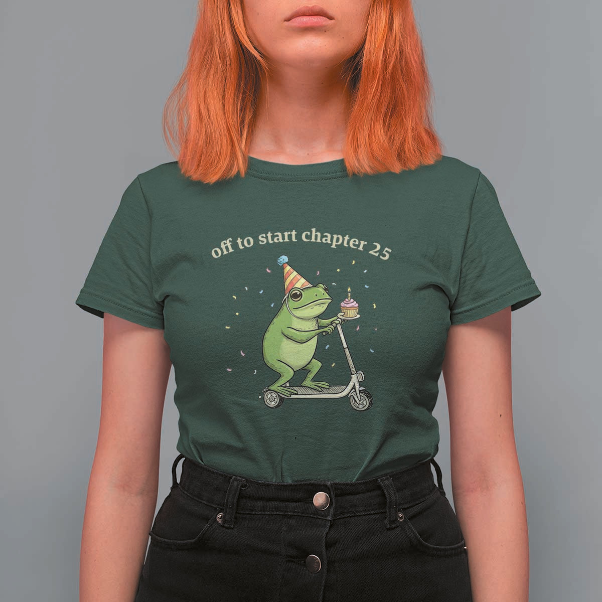 Off To Start Chapter 25 T Shirt For Women Funny Frog Scooter 25th Birthday Gift
