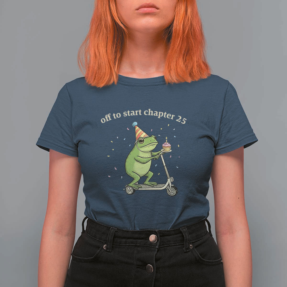 Off To Start Chapter 25 T Shirt For Women Funny Frog Scooter 25th Birthday Gift