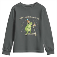 Off To Start Chapter 25 Youth Sweatshirt Funny Frog Scooter 25th Birthday Gift