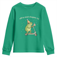 Off To Start Chapter 25 Youth Sweatshirt Funny Frog Scooter 25th Birthday Gift