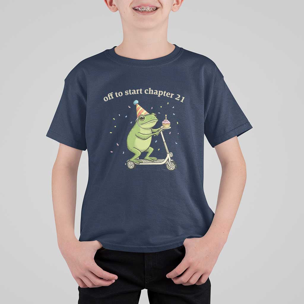 Off To Start Chapter 21 T Shirt For Kid Funny Frog Scooter 21st Birthday Gift