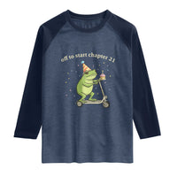 Off To Start Chapter 21 Raglan Shirt Funny Frog Scooter 21st Birthday Gift