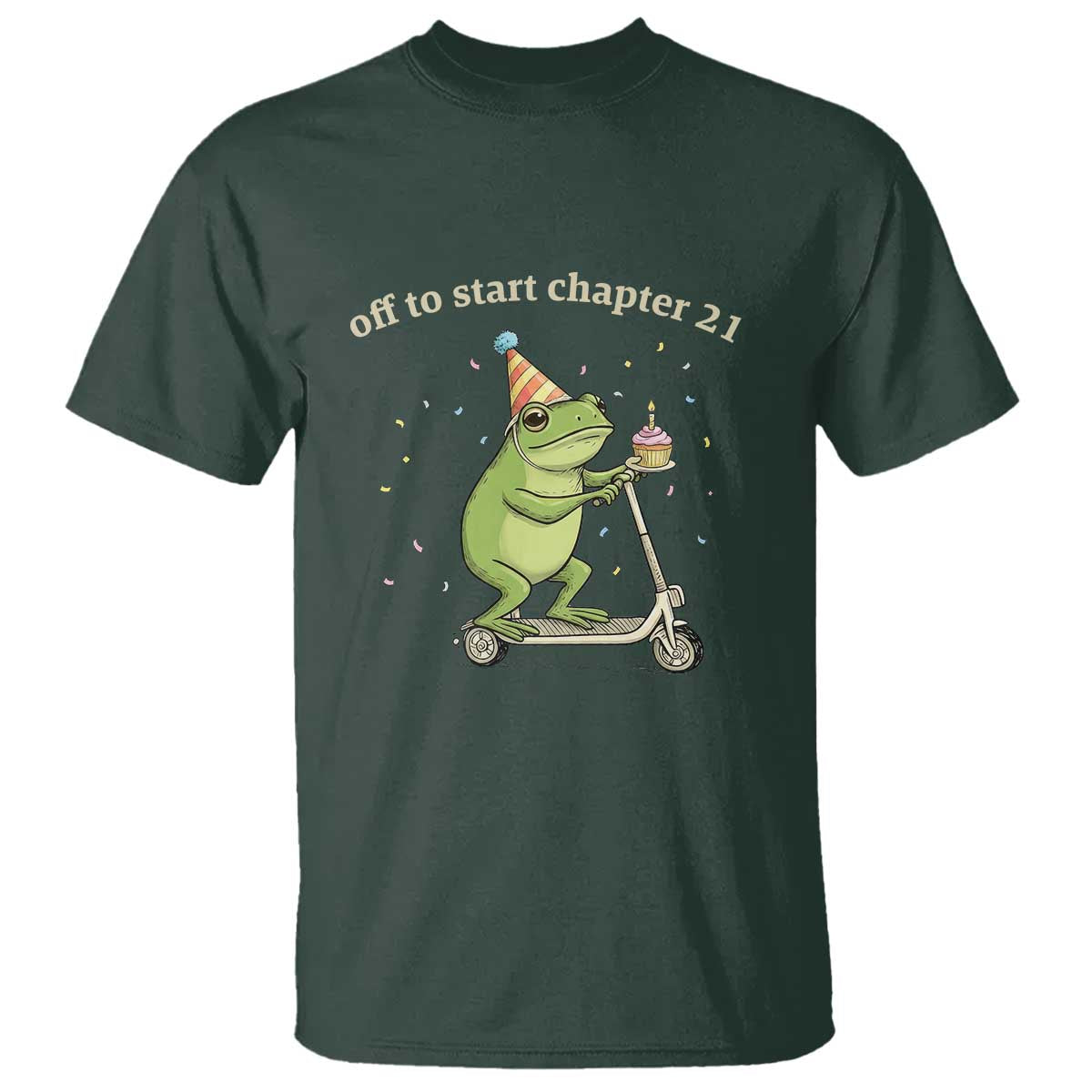 Off To Start Chapter 21 T Shirt Funny Frog Scooter 21st Birthday Gift