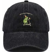 Off To Start Chapter 21 Washed Cotton Baseball Cap Funny Frog Scooter 21st Birthday Gift