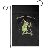 Off To Start Chapter 18 Garden Flag Funny Frog Scooter 18th Birthday Gift