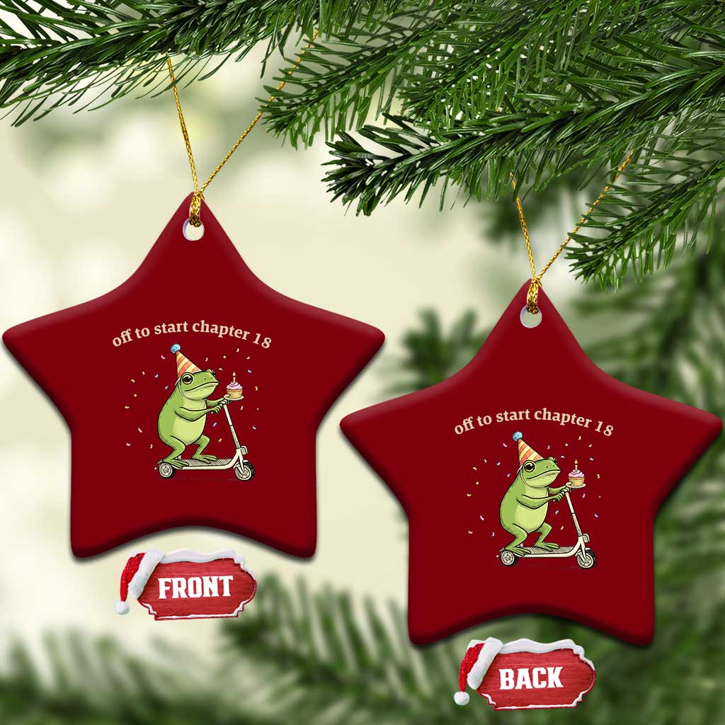Off To Start Chapter 18 Ceramic Ornament Funny Frog Scooter 18th Birthday Gift