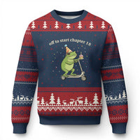 Off To Start Chapter 18 Ugly Christmas Sweater Funny Frog Scooter 18th Birthday Gift
