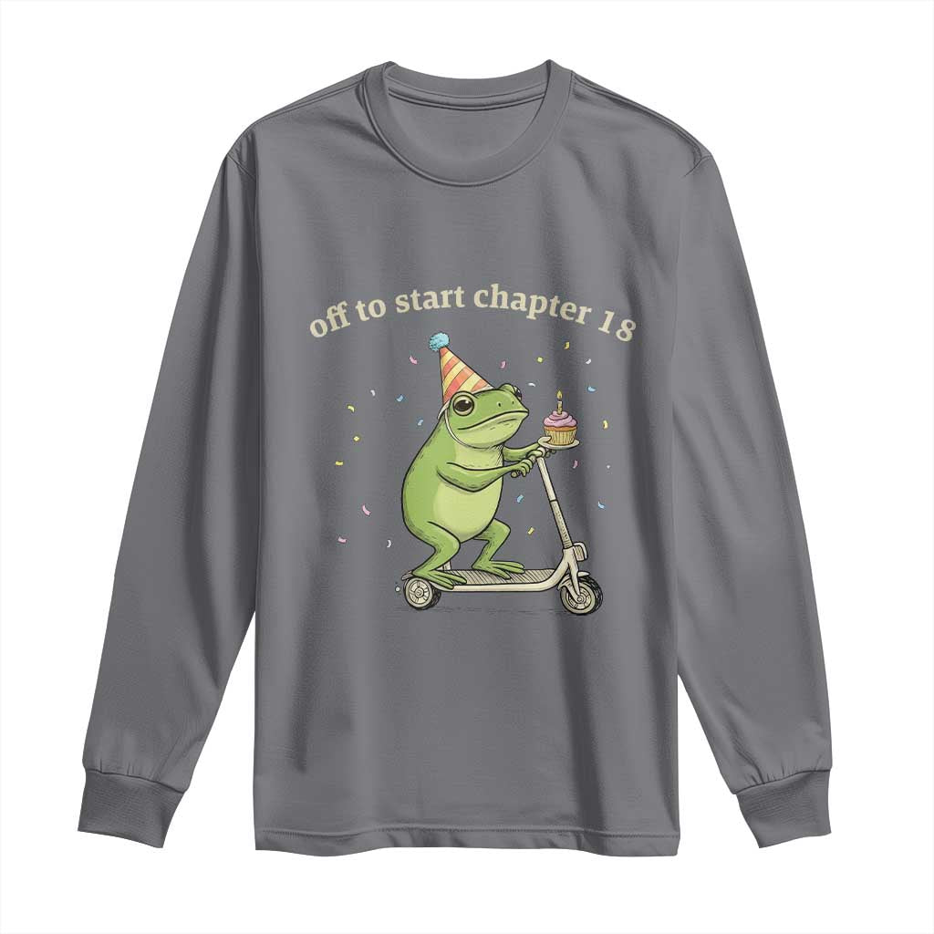 Off To Start Chapter 18 Long Sleeve Shirt Funny Frog Scooter 18th Birthday Gift