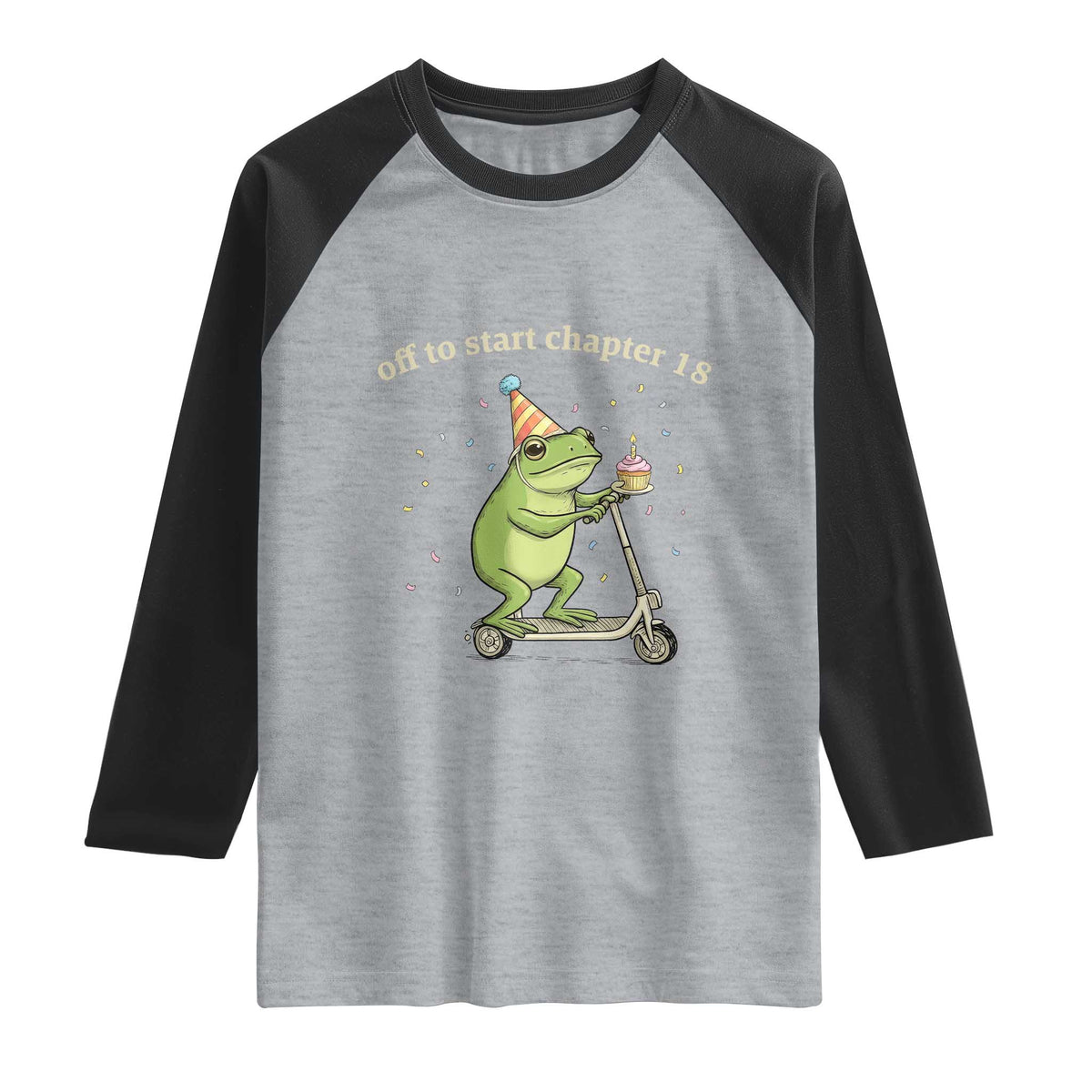 Off To Start Chapter 18 Raglan Shirt Funny Frog Scooter 18th Birthday Gift