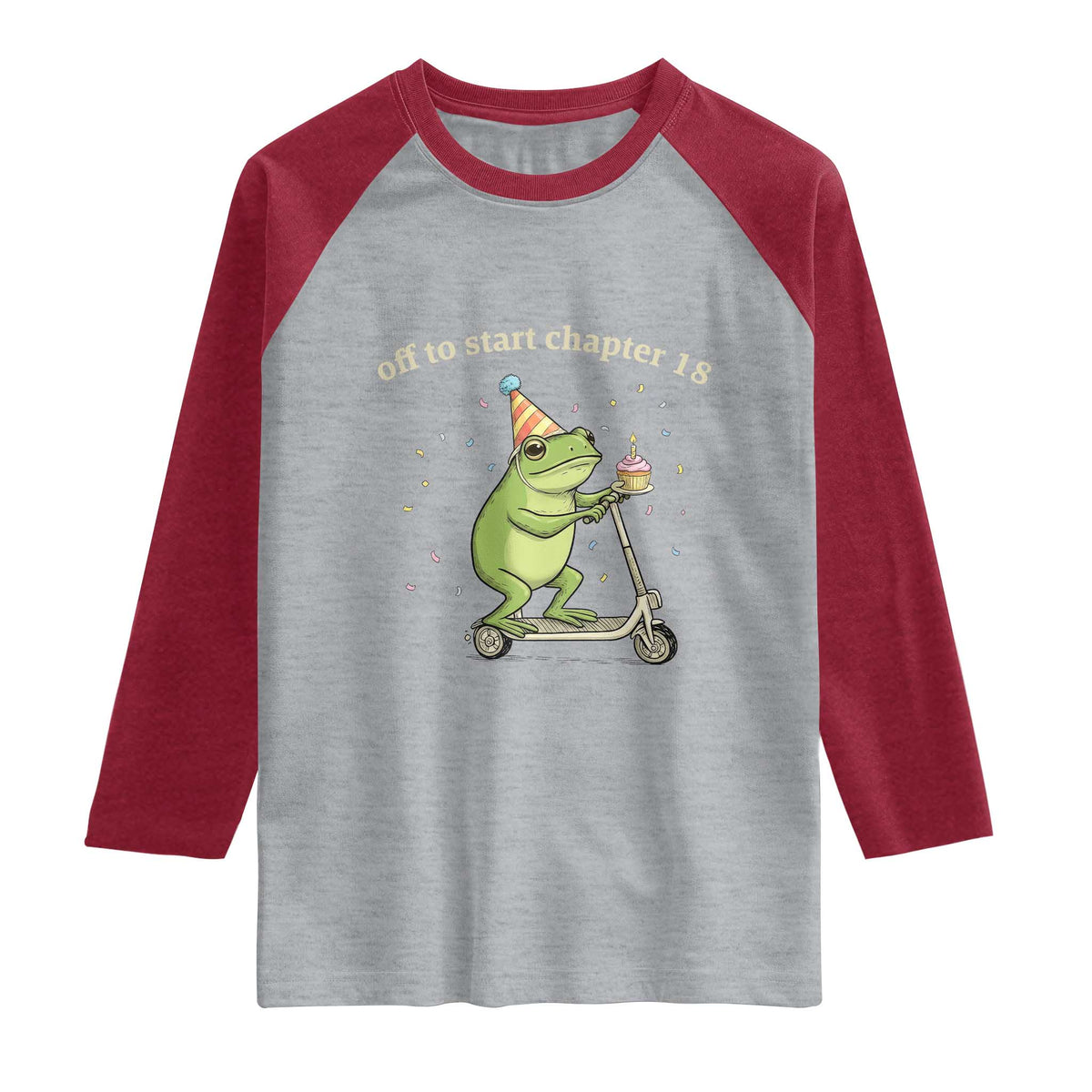Off To Start Chapter 18 Raglan Shirt Funny Frog Scooter 18th Birthday Gift