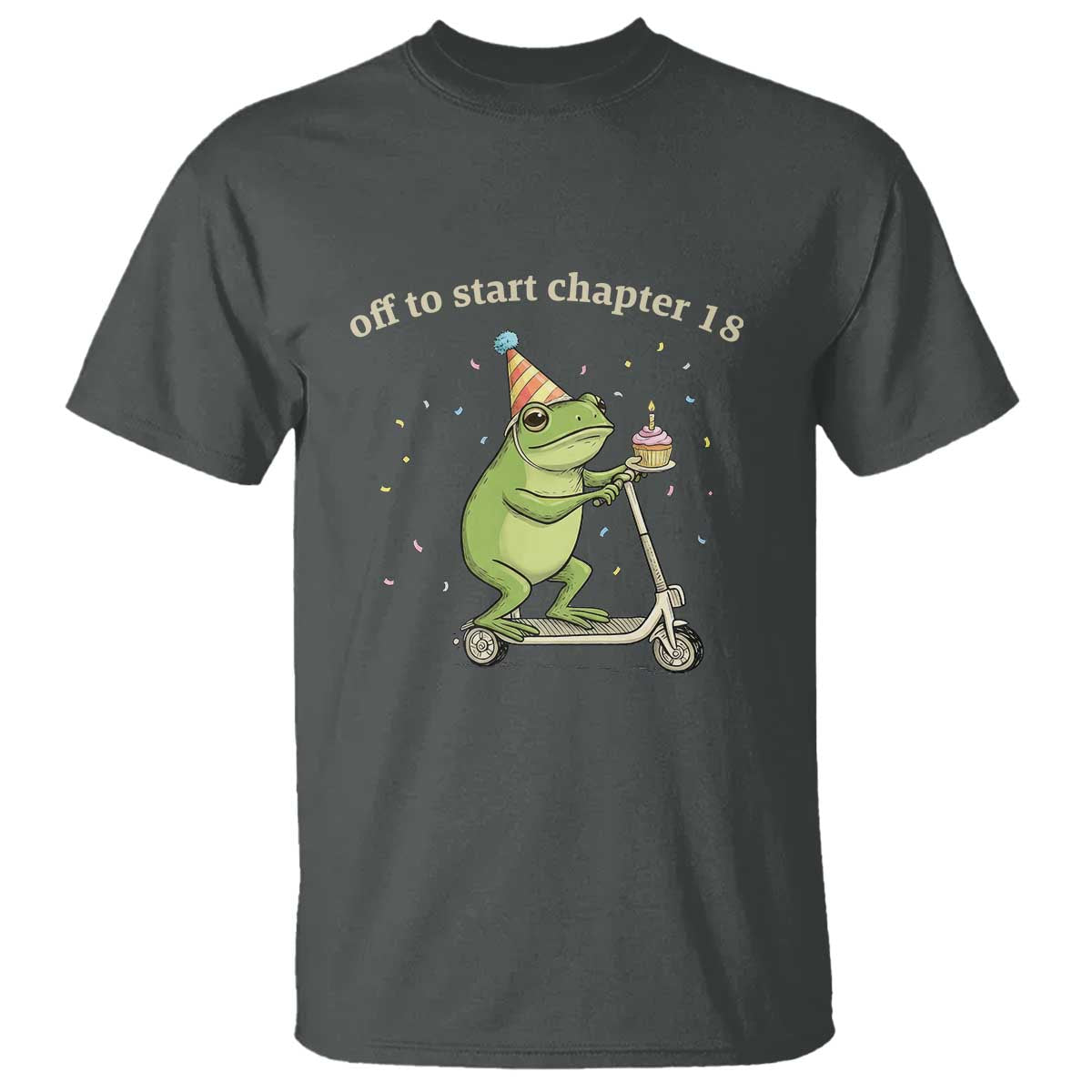 Off To Start Chapter 18 T Shirt Funny Frog Scooter 18th Birthday Gift