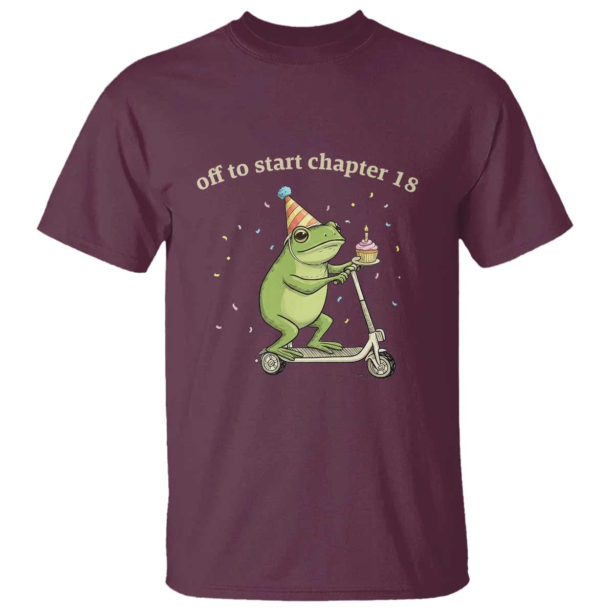 Off To Start Chapter 18 T Shirt Funny Frog Scooter 18th Birthday Gift